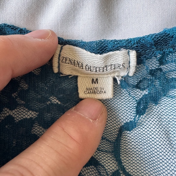 Zenana Outfitters Women's Sheer Lace Tank Top Blue‎ Size M Layering Festival - Picture 6 of 11
